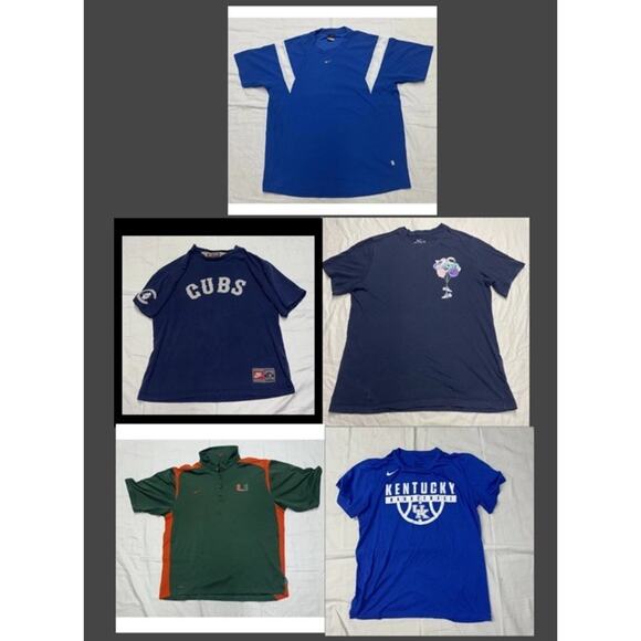 Nike T Shirts Y2k Cubs Miami Hurricane , Kentucky Basketball Mens L bundle of 5 - Picture 1 of 16